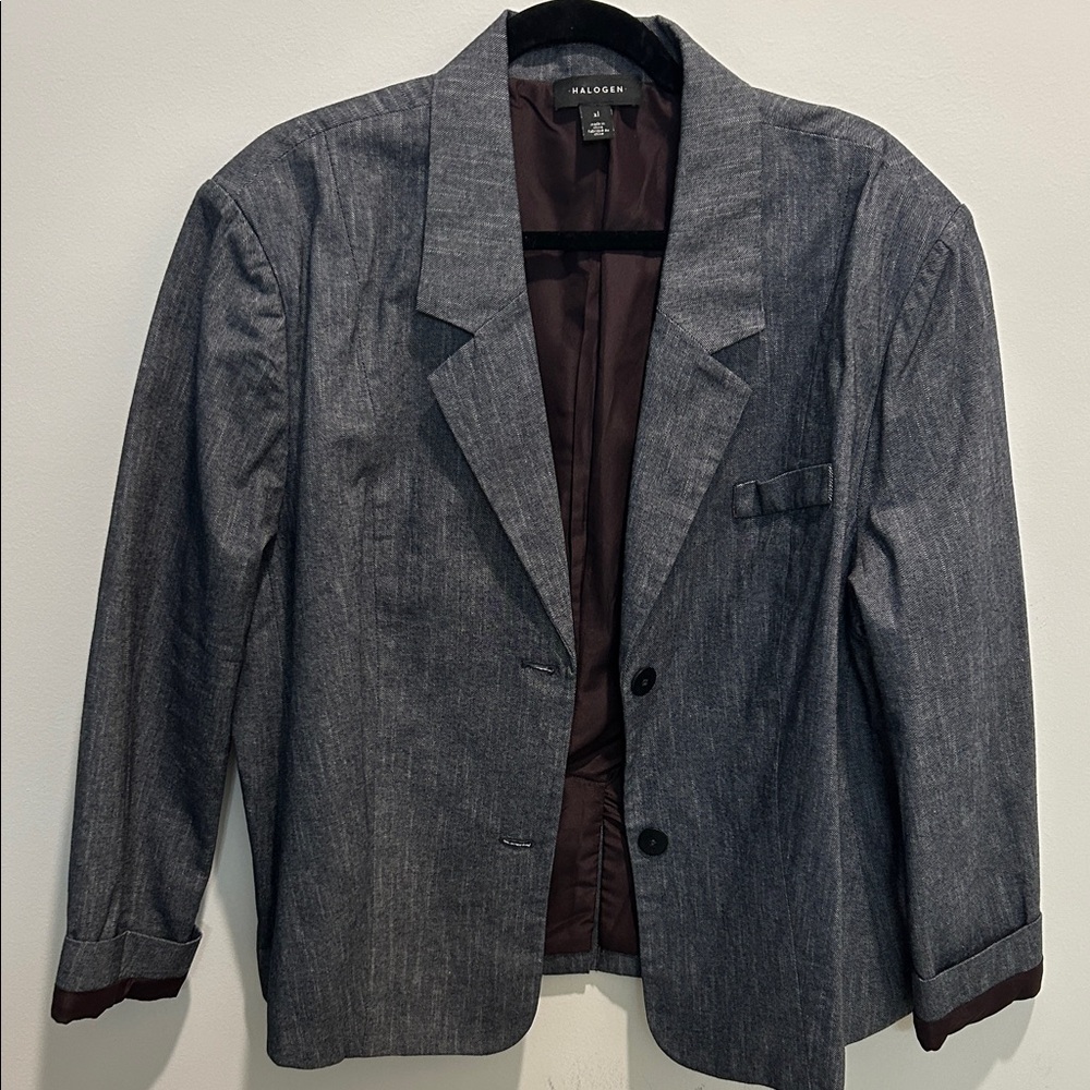 Halogen Gray Denim-Look Blazer